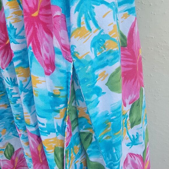 Jennifer Moore Hawaiian Dress Maxi Med Mumu Multi Colored  Tropical Vintage 80s - Picture 3 of 4